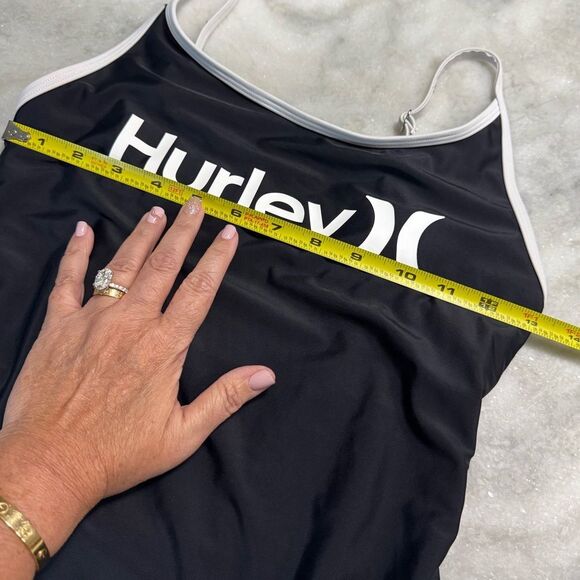 HURLEY Black & White Hem One Piece Swimsuit. Size Medium - Picture 6 of 12